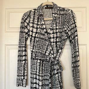 The Limited Dress: Black And White Long Sleeve Wrap Dress